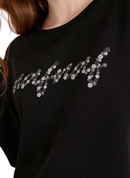 T-shirt Naf Naf Logo Print noir pour femme