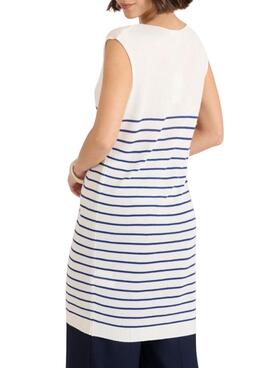 Gilet long Naf Naf à rayures marin pour femme