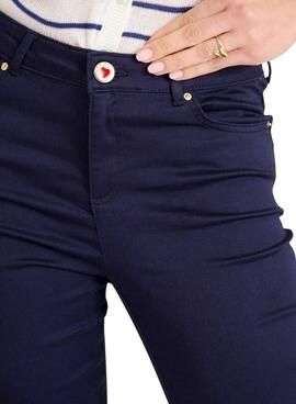 Pantalon ajusté Naf Naf bleu marine pour femme  