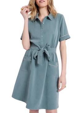 Robe courte Naf Naf vert sable pour femme.