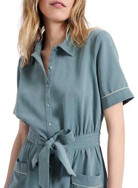 Robe courte Naf Naf vert sable pour femme.