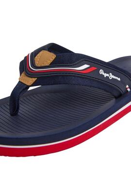 Tongs Pepe Jeans West Club bleu marine pour homme