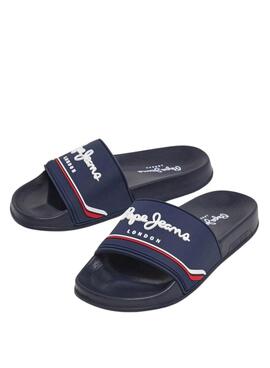  Flip-Flops  Pepe Jeans Slider bleues marine pour homme