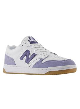 Sneakers New Balance BB480 blanc et mauve pour homme.