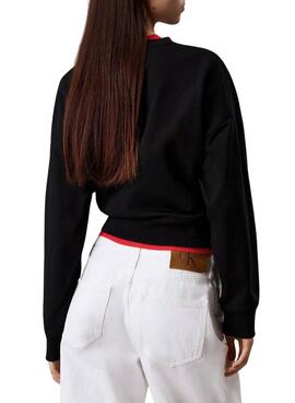 Sweatshirt Calvin Klein monologue relaxed noir pour femme.