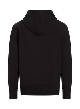 Sweatshirt Calvin Klein Logo Serif noir à capuche pour homme
