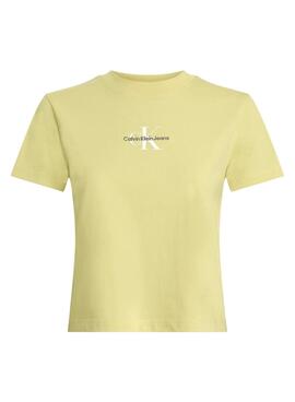 T-shirt Calvin Klein jaune coupé pour femme
