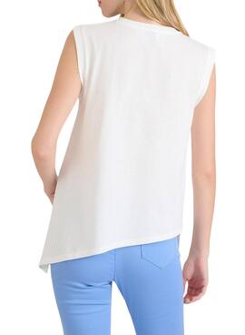 Débardeur Naf Naf blanc irrégulier pour femme