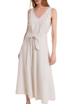 Robe Naf Naf à rayures diplomatiques beige pour femme