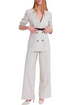 Veste américaine Naf Naf à rayures diplomatiques beige pour femme