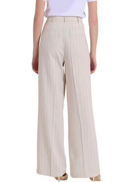 Pantalon Naf Naf à rayures diplomatiques beige pour femme