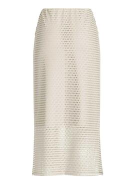 Jupe Vila Viadella midi beige pour femme.