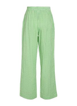 Pantalon Vila Vialvaro à carreaux vichy verts pour femme