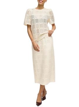 Haut Vila Vinovira beige perforé pour femme