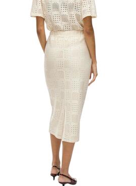 Jupe Vila Vinovira midi beige pour femme
