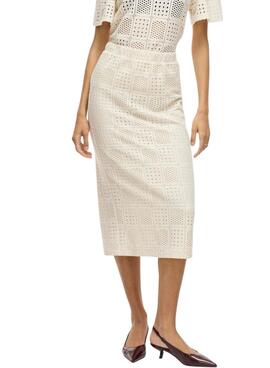 Jupe Vila Vinovira midi beige pour femme