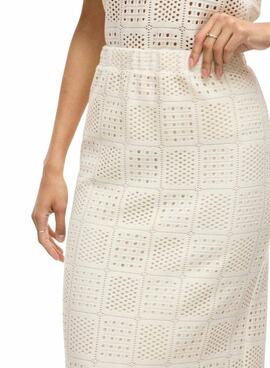 Jupe Vila Vinovira midi beige pour femme