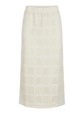 Jupe Vila Vinovira midi beige pour femme