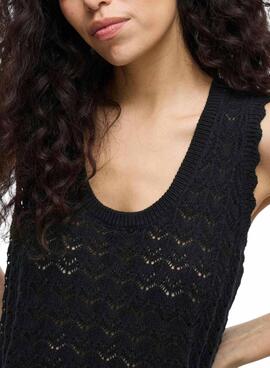 Haut  Vila Vidolise en crochet noir pour femme