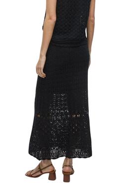 Jupe Vila Vidolise en crochet noir maxi pour femme