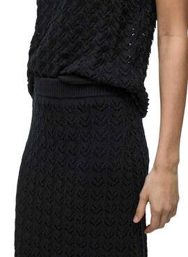 Jupe Vila Vidolise en crochet noir maxi pour femme