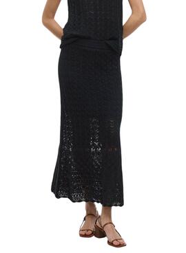 Jupe Vila Vidolise en crochet noir maxi pour femme