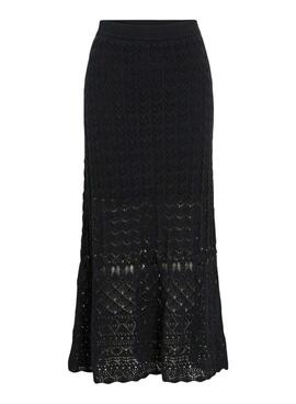 Jupe Vila Vidolise en crochet noir maxi pour femme