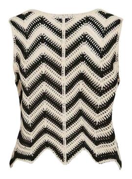 Veste Vila Viserilda au crochet beige et noir pour femme.