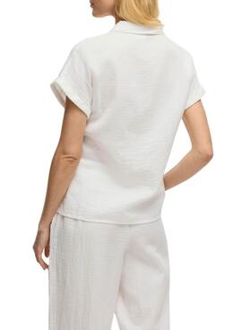 Chemise Vila Vilania à manches courtes blanc pour femme