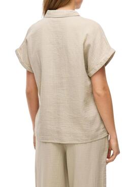 Chemise Vila Vilania à manches courtes pour femme en couleur marron clair