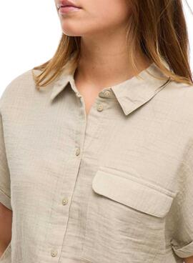 Chemise Vila Vilania à manches courtes pour femme en couleur marron clair
