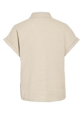Chemise Vila Vilania à manches courtes pour femme en couleur marron clair