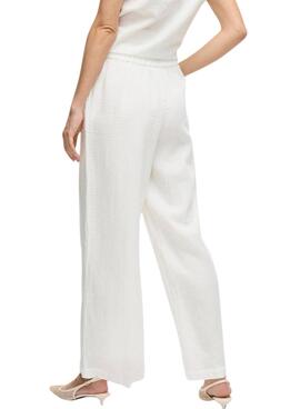 Pantalon Vila Vilania large blanc pour femme 