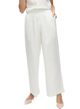 Pantalon Vila Vilania large blanc pour femme 