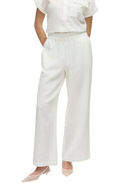 Pantalon Vila Vilania large blanc pour femme 