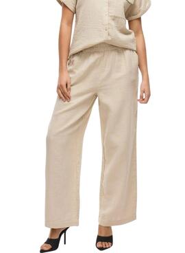 Pantalons Vila Vilania  larges beige pour femme