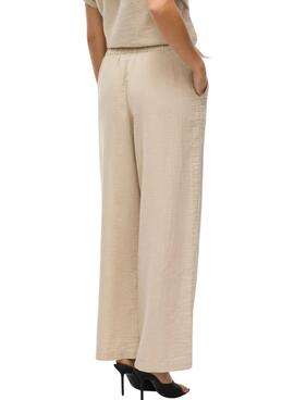 Pantalons Vila Vilania  larges beige pour femme