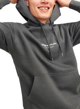 Sweat à capuche Jack and Jones Vesterbro gris pour homme