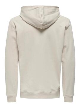 Sweat-shirt Only and Sons David beige pour homme.