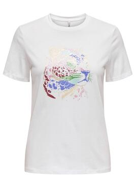 T-shirt Only Lucia blanc léopard pour femme