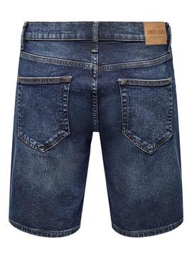 Bermudes Only and Sons Weft denim foncé pour homme.