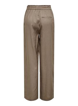 Pantalon en lin marron Only Tokyo pour femme