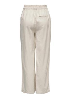 Pantalon Only Tokyo en lin beige pour femme