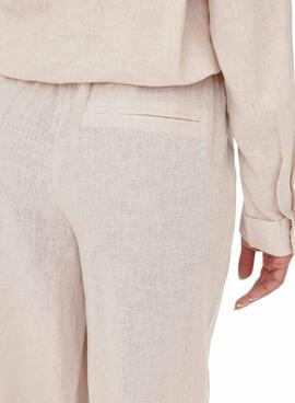 Pantalon Only Tokyo en lin beige pour femme