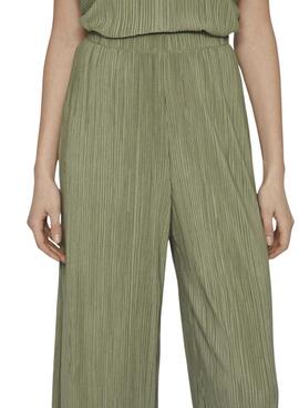 Pantalon Vila Viplisa plisse vert pour femme.