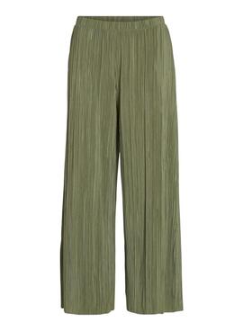 Pantalon Vila Viplisa plisse vert pour femme.
