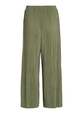 Pantalon Vila Viplisa plisse vert pour femme.