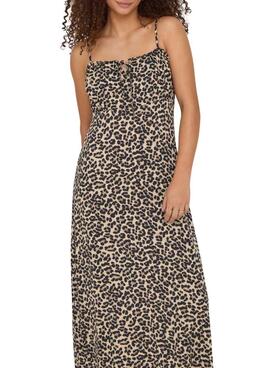 Robe Only Nelly léopard marron pour femme.