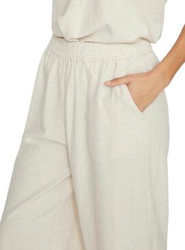 Pantalon Vila Viprisilla beige pour femme