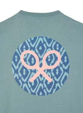 T-shirt Silbon à losanges turquoise pour homme